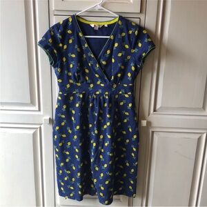 Boden Blue and Yellow Lemon Dress